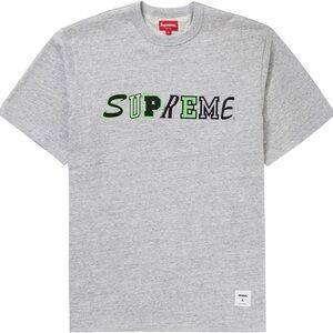 Supreme Collage Logo S/S Top Heather Grey Men’s Tshirt XL Green Black Letters
